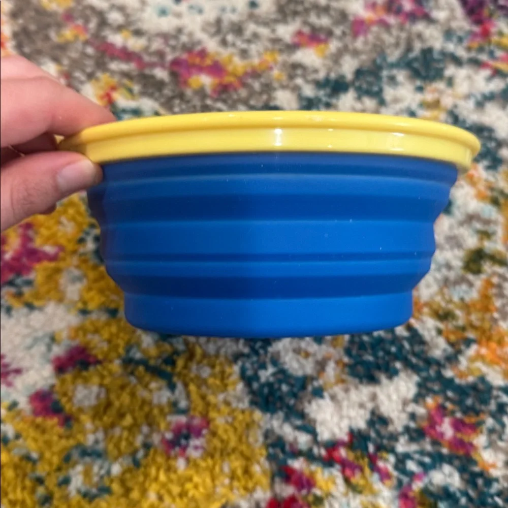 Woof Bone Feeding Travel Dog Bowl (Blue)